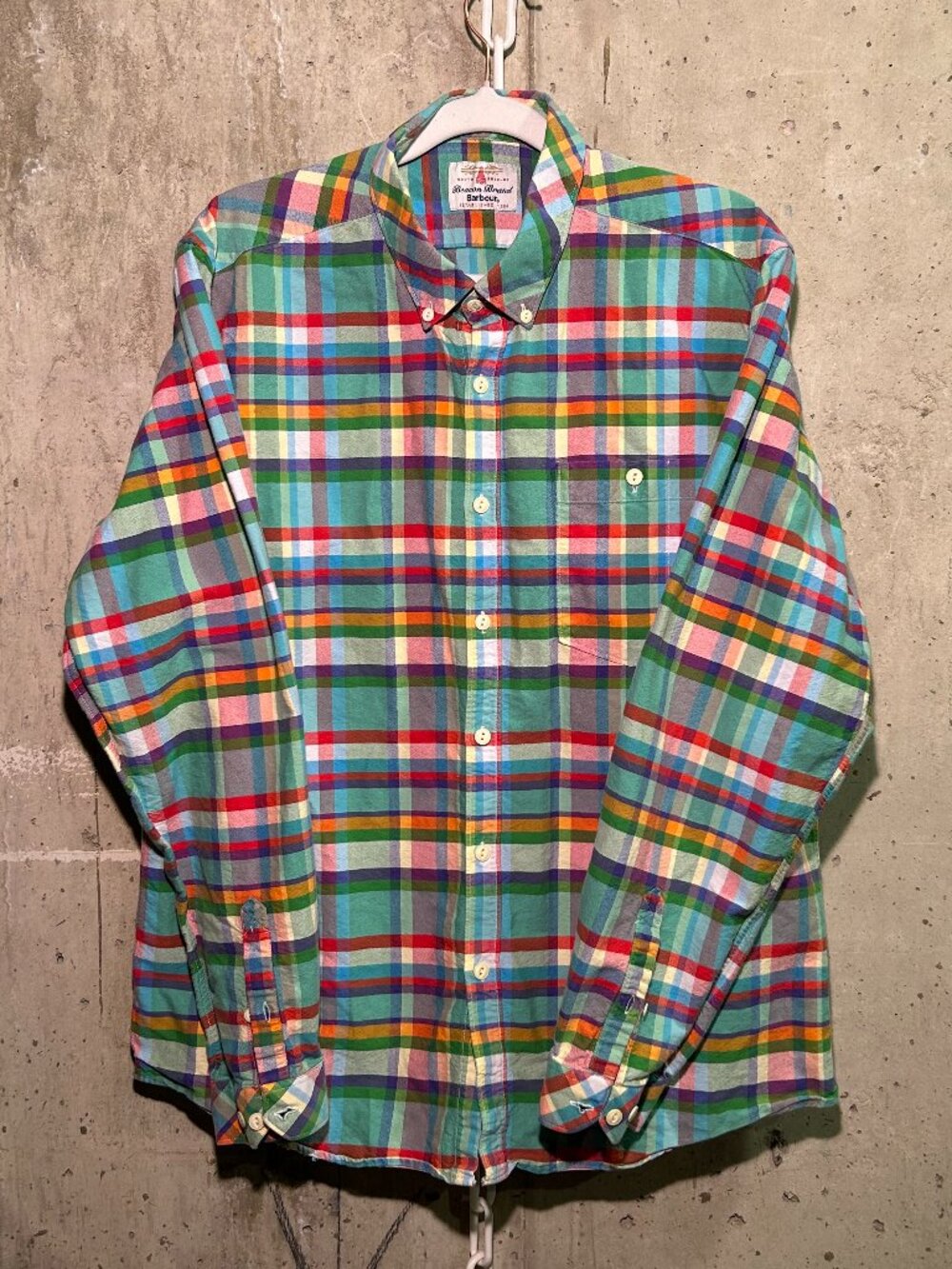 Madras plaid button-down in multicolor